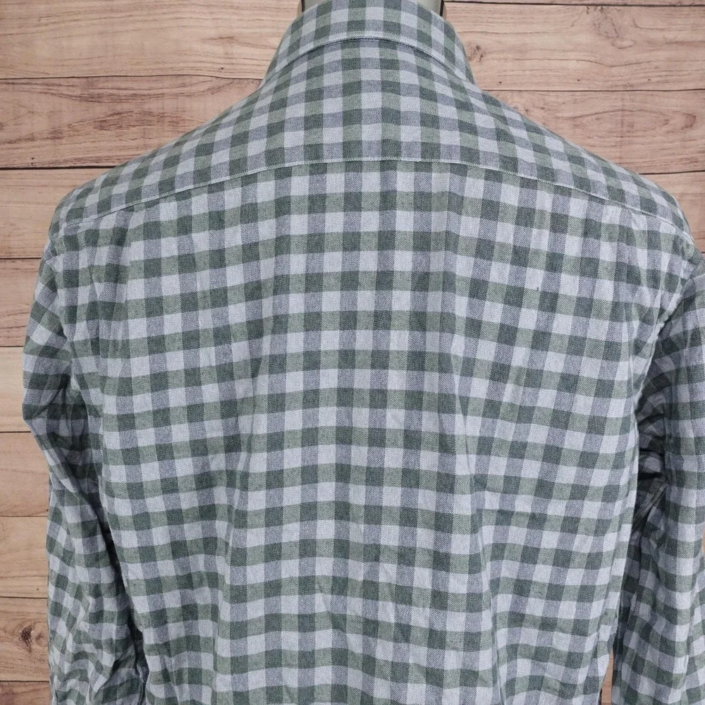 Jos. A. Bank Shirt Mens Medium‎ Green Check Tailored Fit Flannel Button-Up